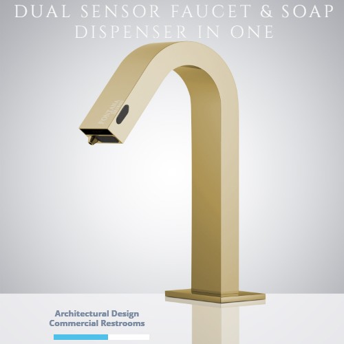 Fontana Dual Function Automatic Deck Mount Gold Sensor Water Faucet and Soap Dispenser